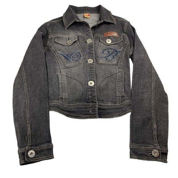 VTG Y2K Apple Bottom Jeans Junior Girls Embellished Denim Jacket Size 3XL - Picture 1 of 10